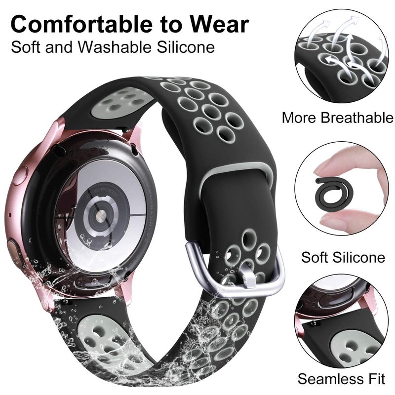 Lerobo Compatible with Samsung Galaxy Watch 7 6 5 4 Band 44mm 40mm, Galaxy Watch 5 Pro 45mm/Galaxy Watch 6 4 Classic for Women Men, 20mm Breathable Sport Silicone Band for Galaxy Active 2 Watch - Image 2
